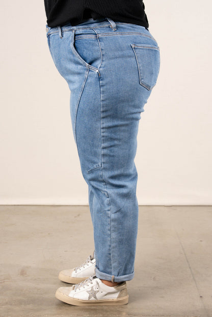 Risen Denim | Hollis Mid Rise Crop Barrel Jeans