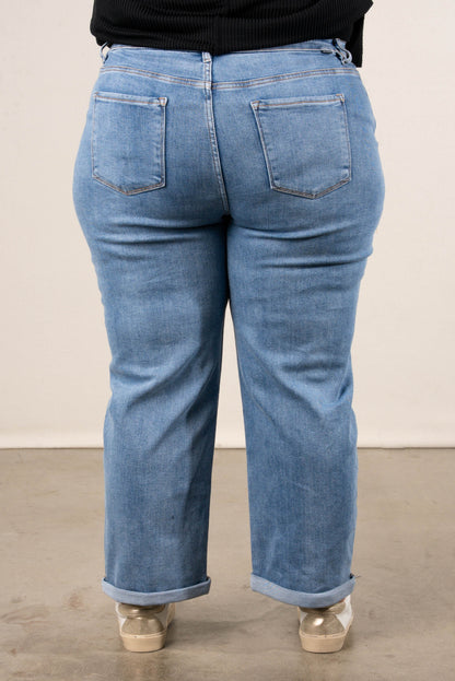Risen Denim | Hollis Mid Rise Crop Barrel Jeans