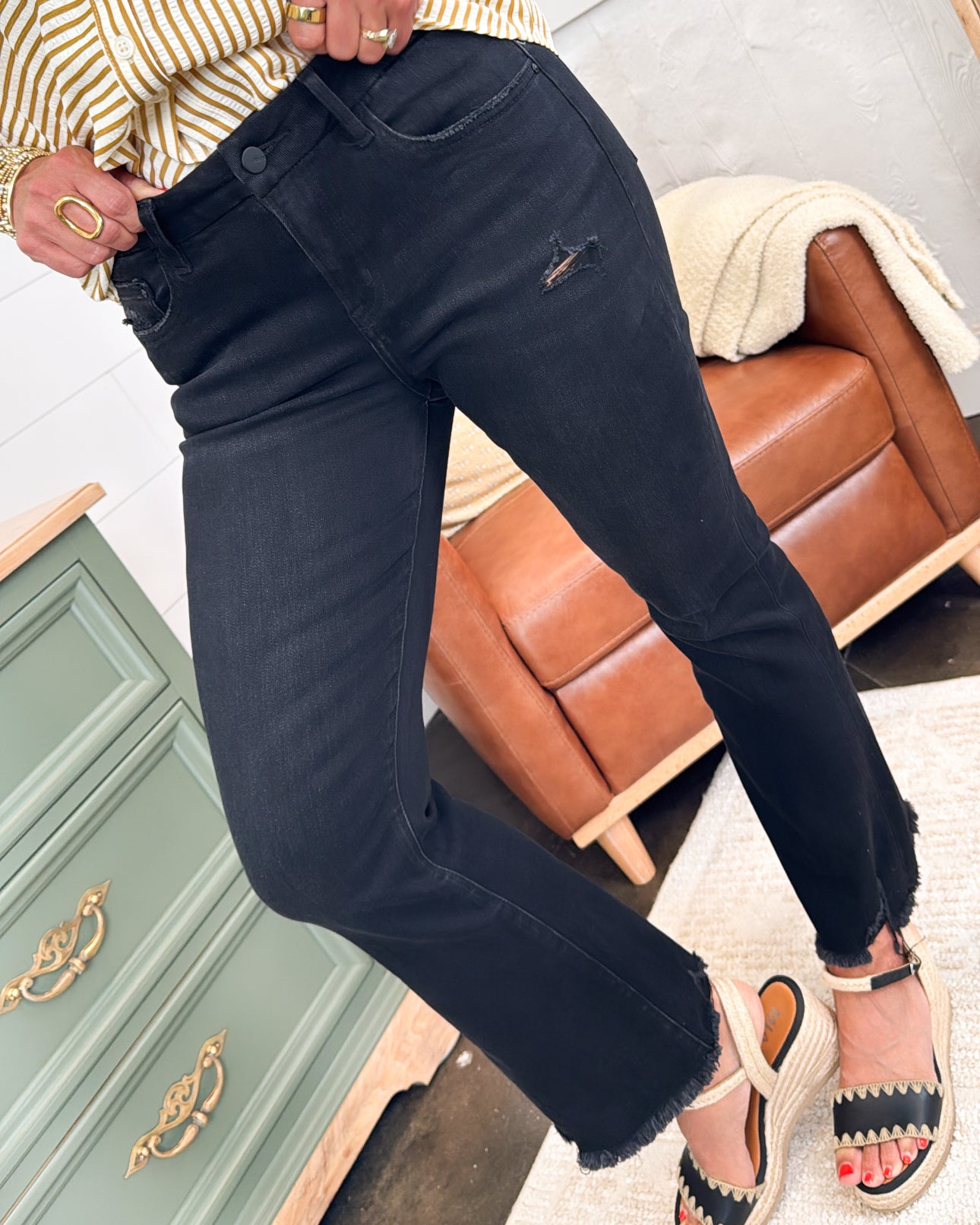 Mica Denim | Lesley High Rise Crop Flare Jeans