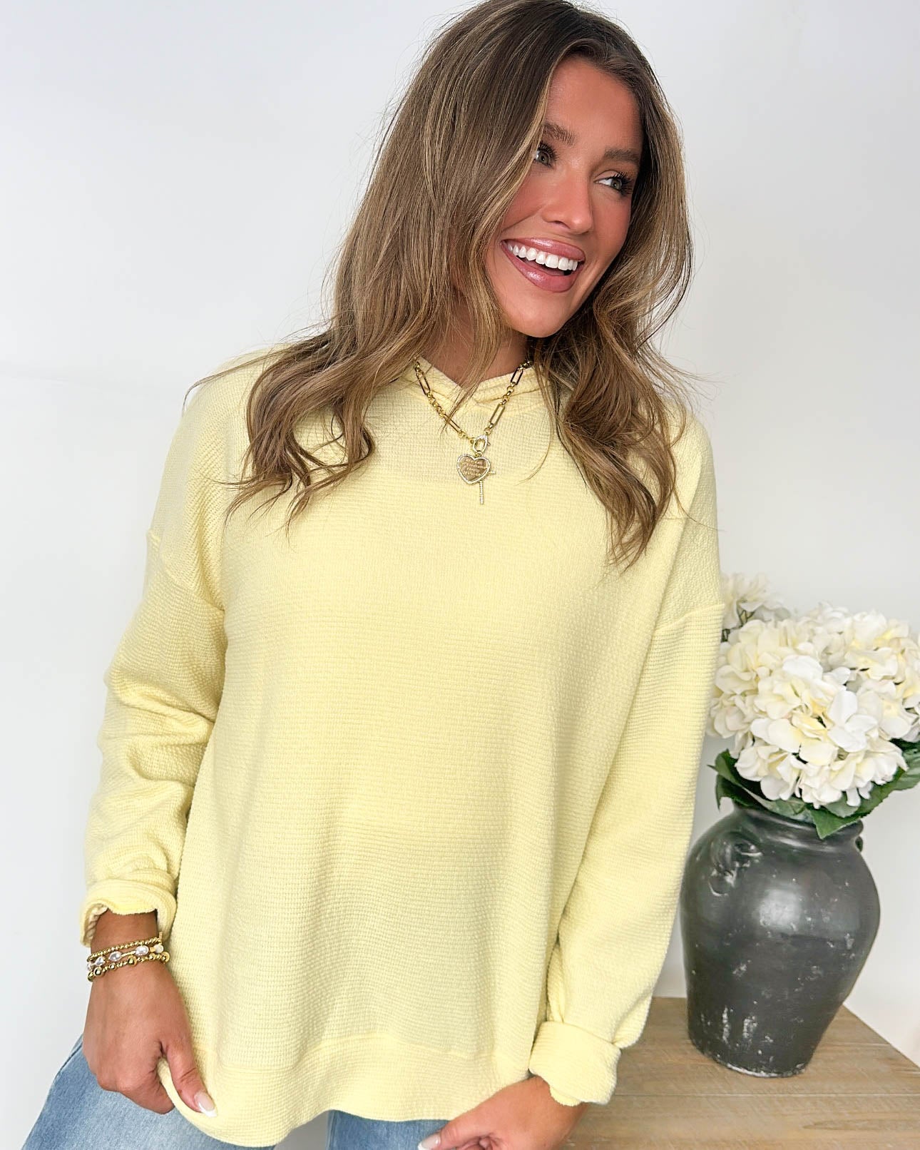 Maysen Textured Knit Hooded Top