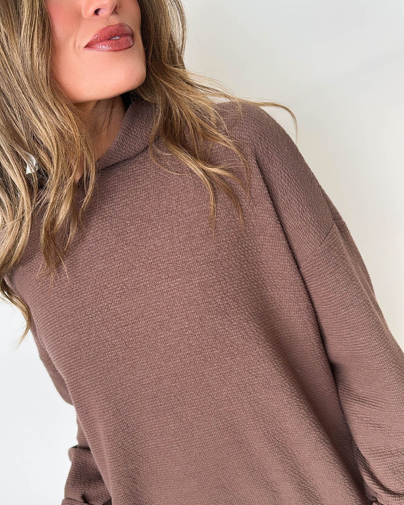 Maysen Textured Knit Hooded Top