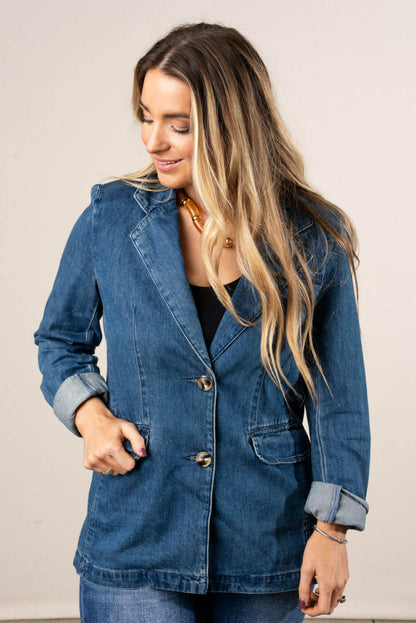 Uptown Single Breasted Denim Blazer