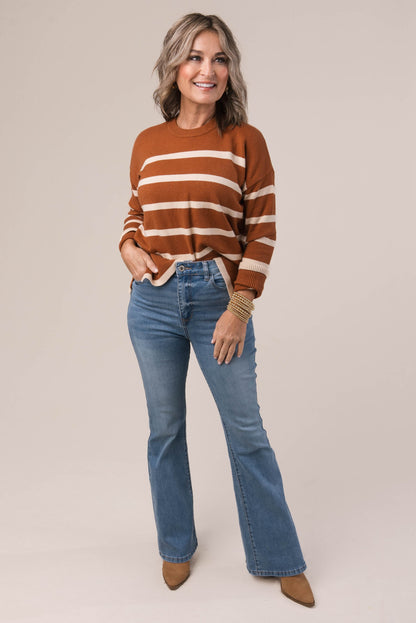 Striped Split Hem Sweater