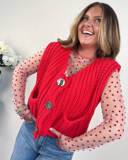 Love Notes Sheer Raised Heart Mesh Top