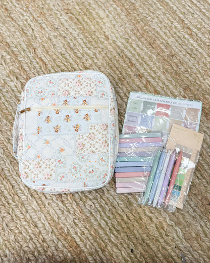 Floral Bible Cover with Study Supplies