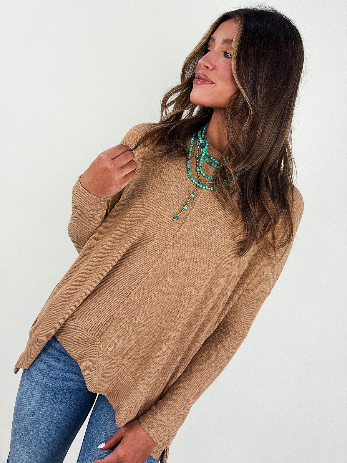 Dinner In Fine Ribbed Front Seam Top