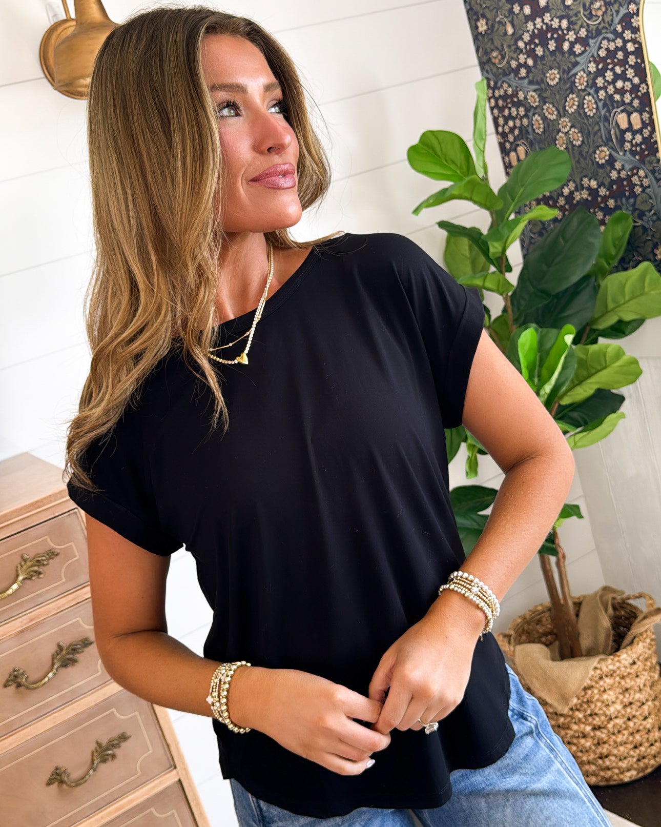 Shiloh Bamboo Cuffed Dolman Sleeve Top