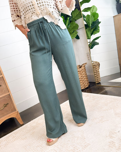 Tuscany Views Linen Split Hem Wide Leg Pants