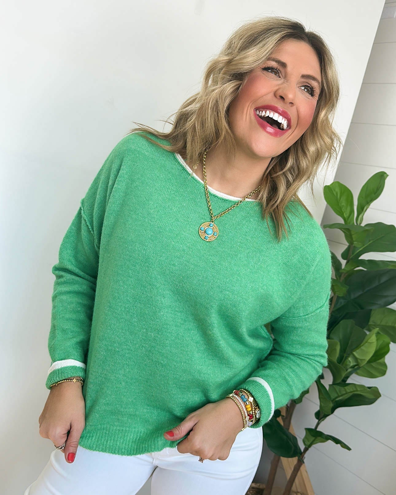 Mix It Up Contrast Trim Sweater