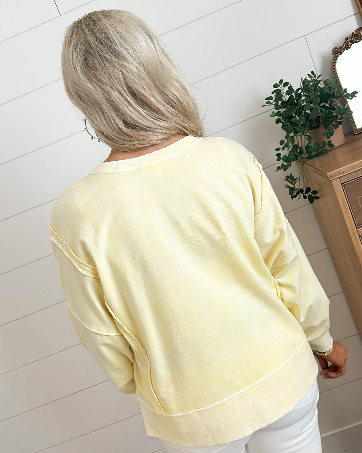 Fresh Start Acid Washed Top Stitch Top
