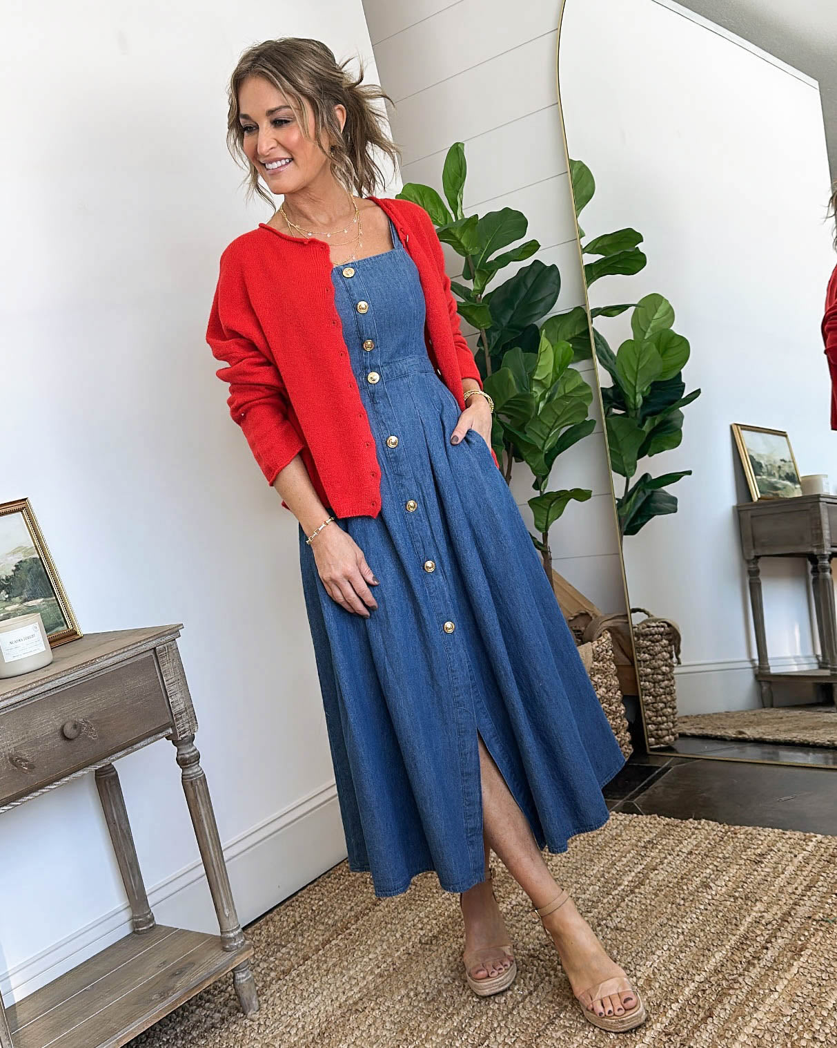 Blue Jean Baby Sleeveless Denim Midi Dress