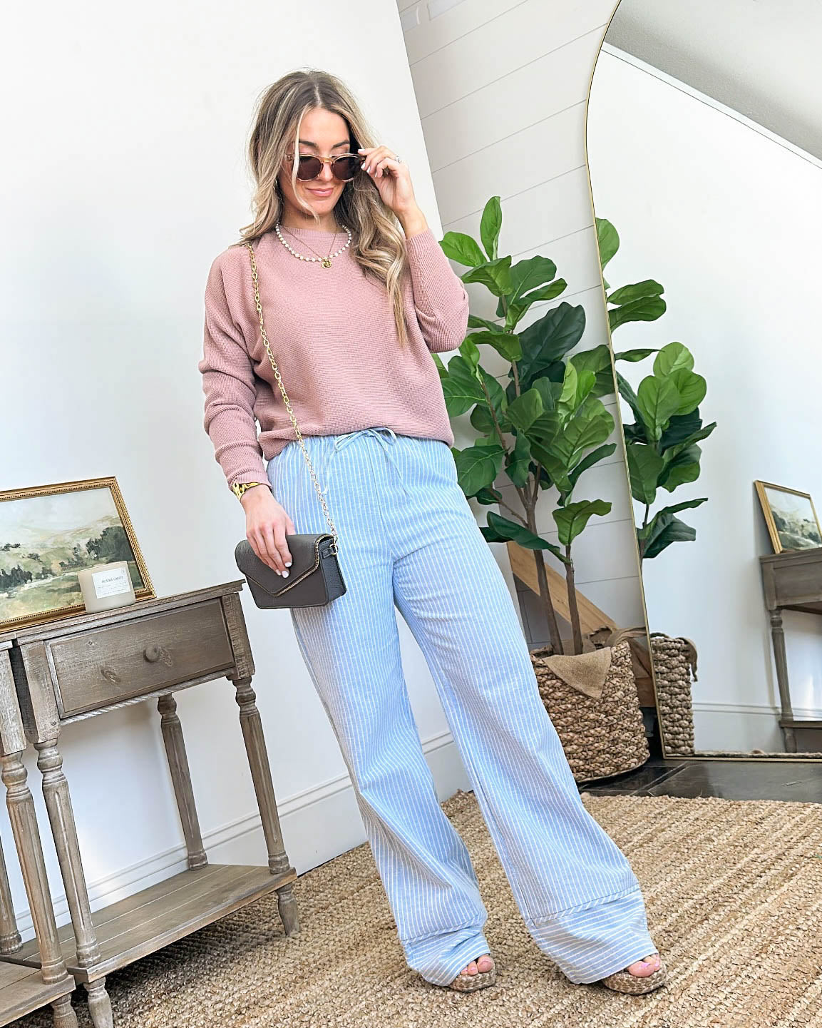 Salt Air Linen Drawstring Wide Leg Pants