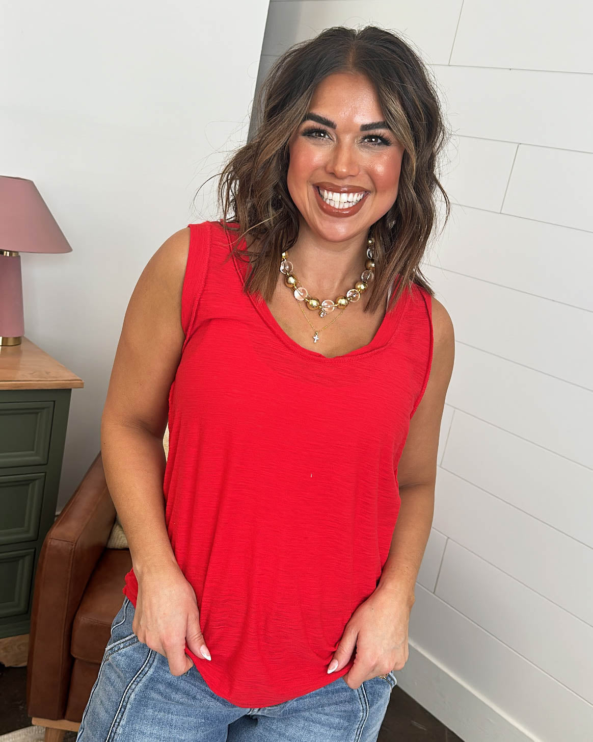 Easy Going Slub Knit Exposed Seam Tank