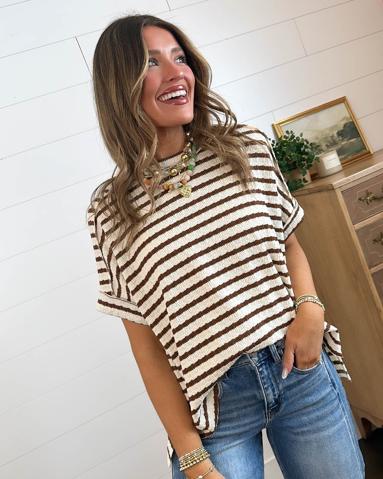 End Of The Line Striped Exposed Seam Top