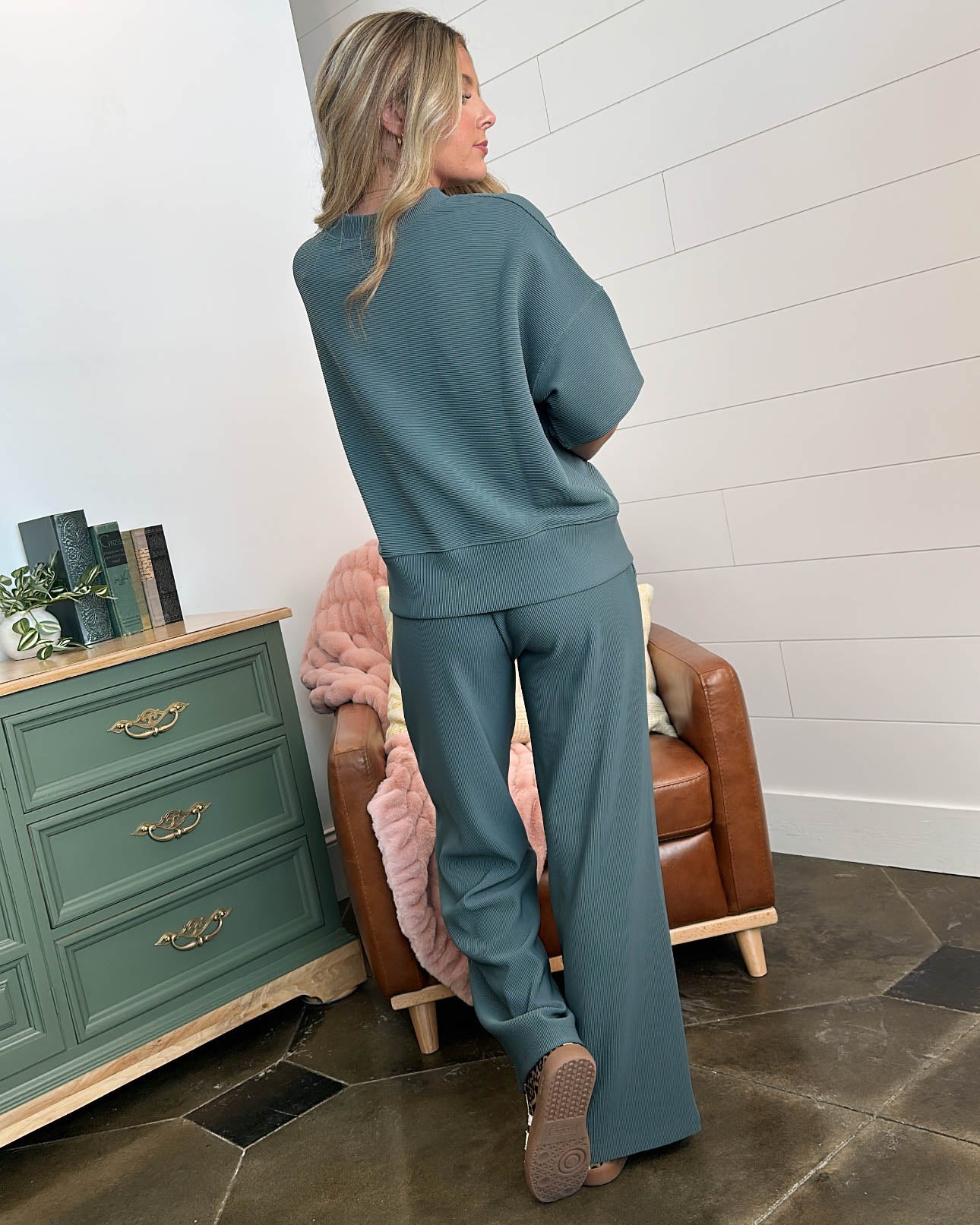 Chill Mode Ribbed Top + Wide Leg Lounge Set