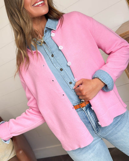 Lucky Charm Rolled Neck Sweater Cardigan