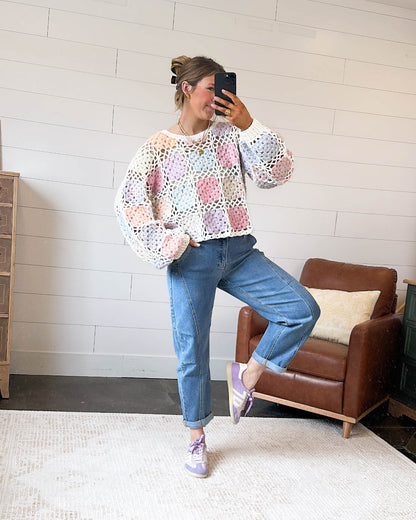 Dream Weaver Crocheted Patchwork Sweater