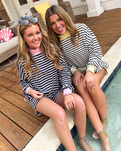 Coastal Comfort Striped Pullover + Shorts Set