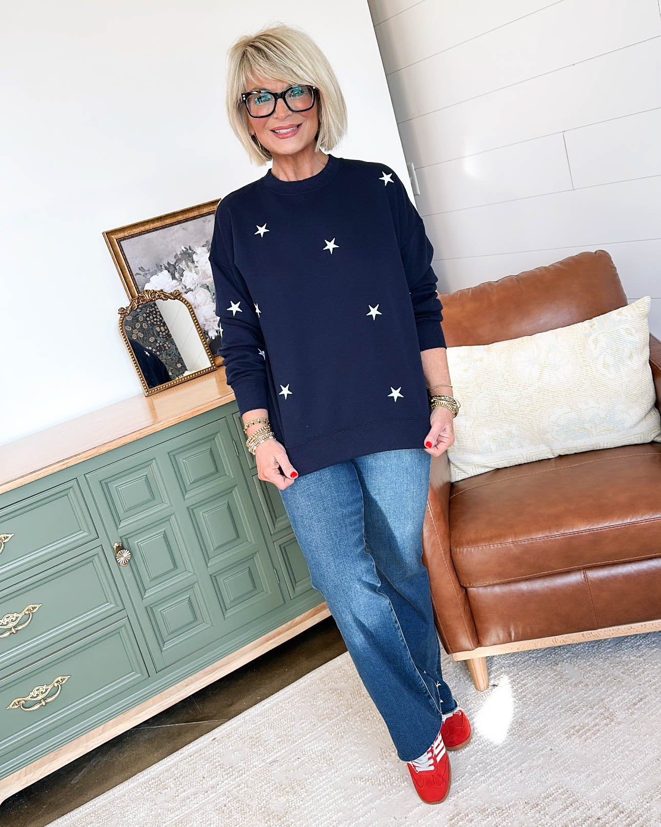 American Pride Star Embroidered Sweatshirt