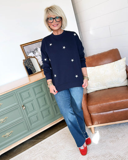American Pride Star Embroidered Sweatshirt