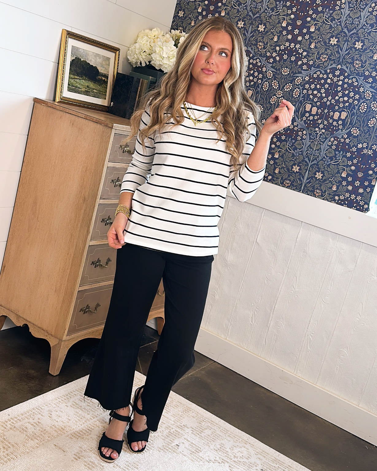 Nautica Lover Striped Boat Neck Top