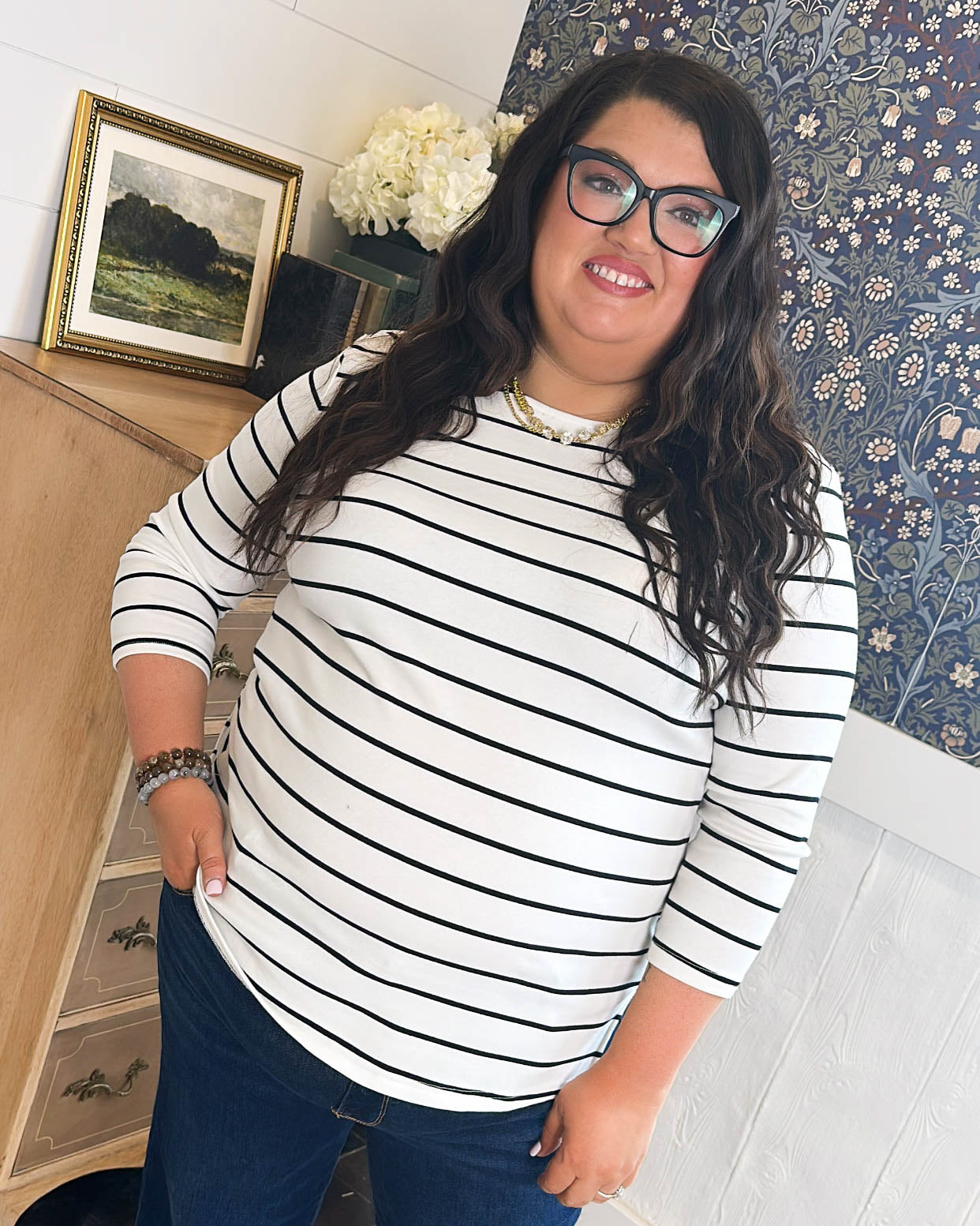 Nautica Lover Striped Boat Neck Top