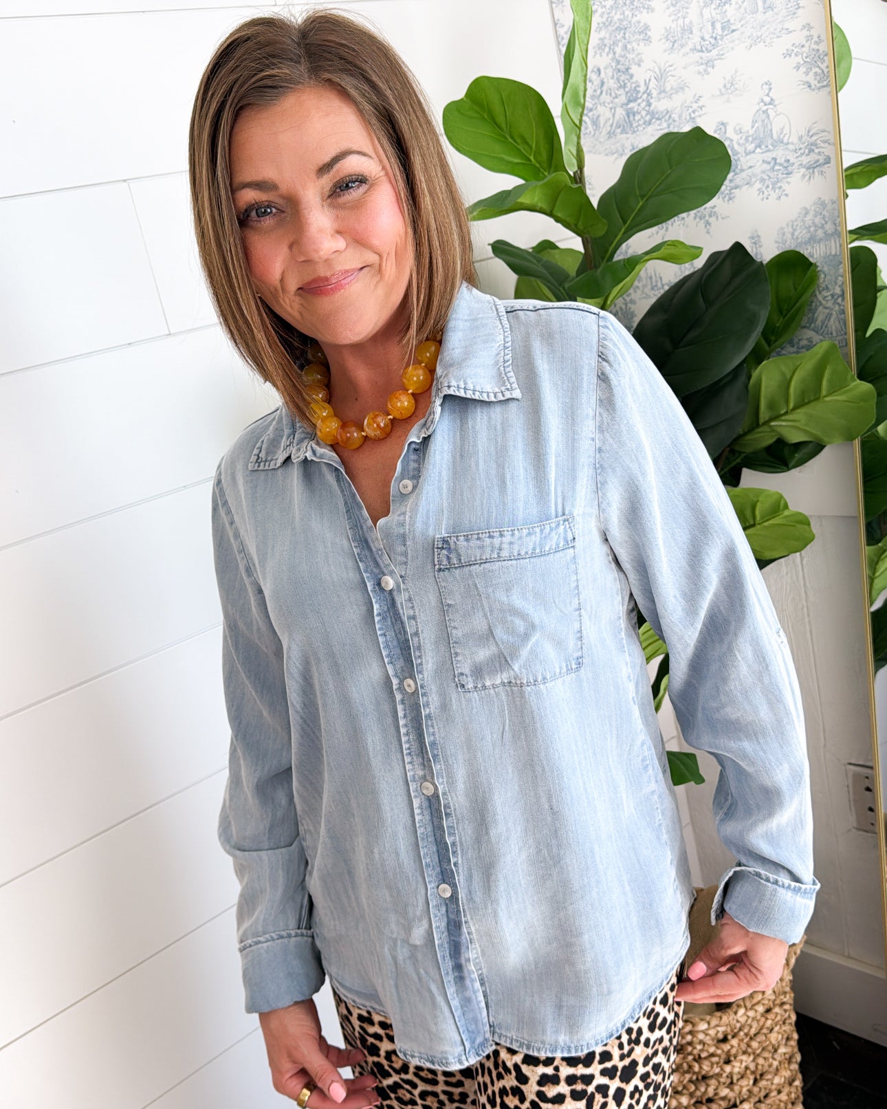 Blue Bayou Chambray Tab Sleeve Shirt