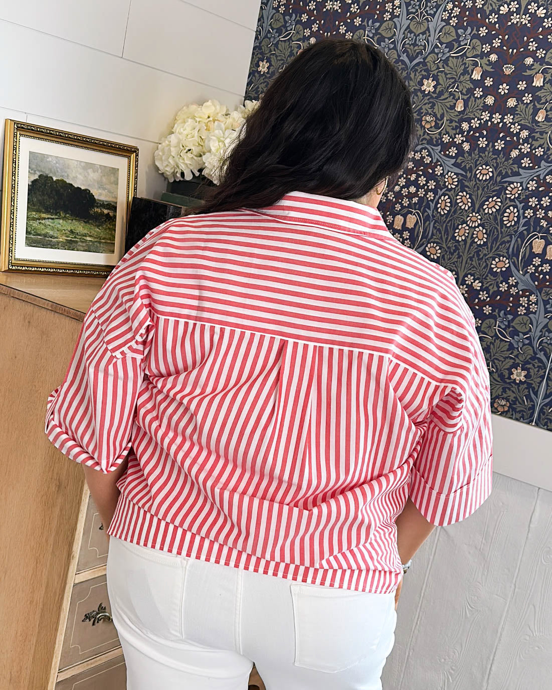 Turning Tides Oversized Striped Tab Sleeve Shirt