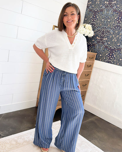 Over The Moon Striped Wide Leg Pants