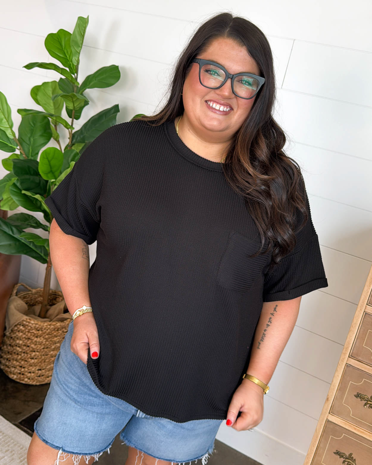 Leading Lines Raised Ribbed Dolman Top
