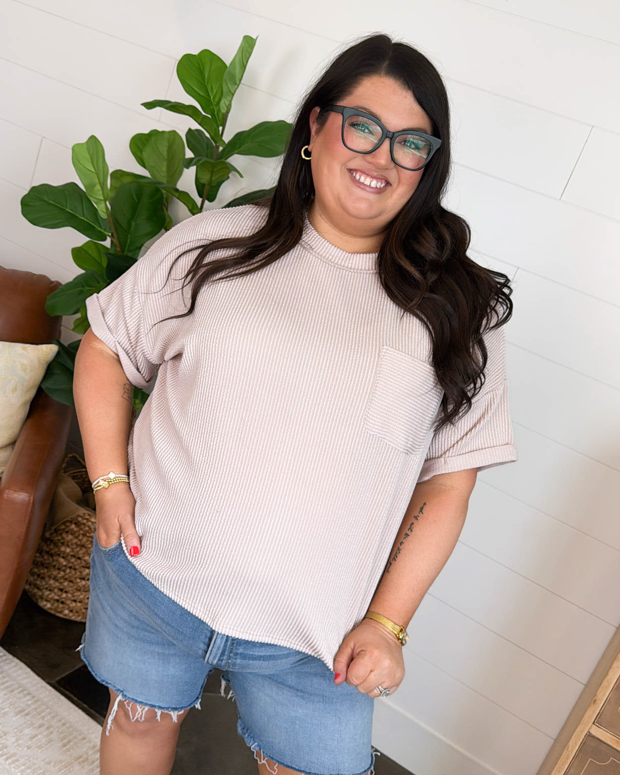 Leading Lines Raised Ribbed Dolman Top