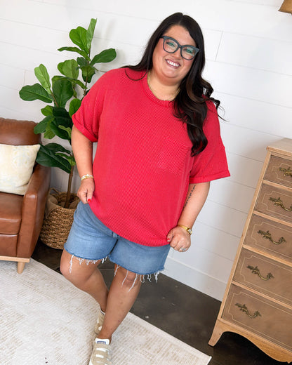 Leading Lines Raised Ribbed Dolman Top