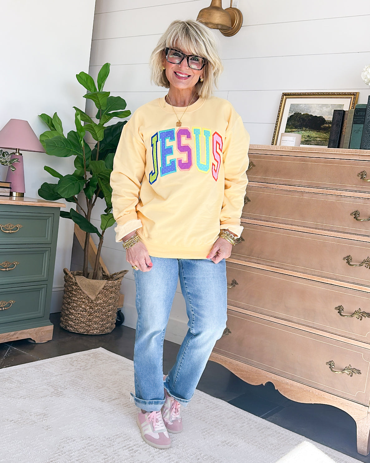Jesus Embroidered Graphic Sweatshirt