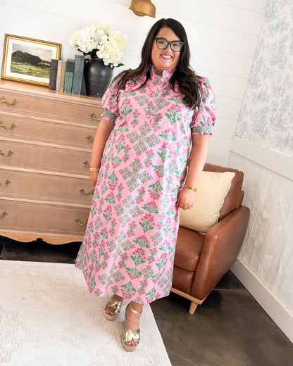 Splendor In The Grass Floral Half Button Maxi Dress