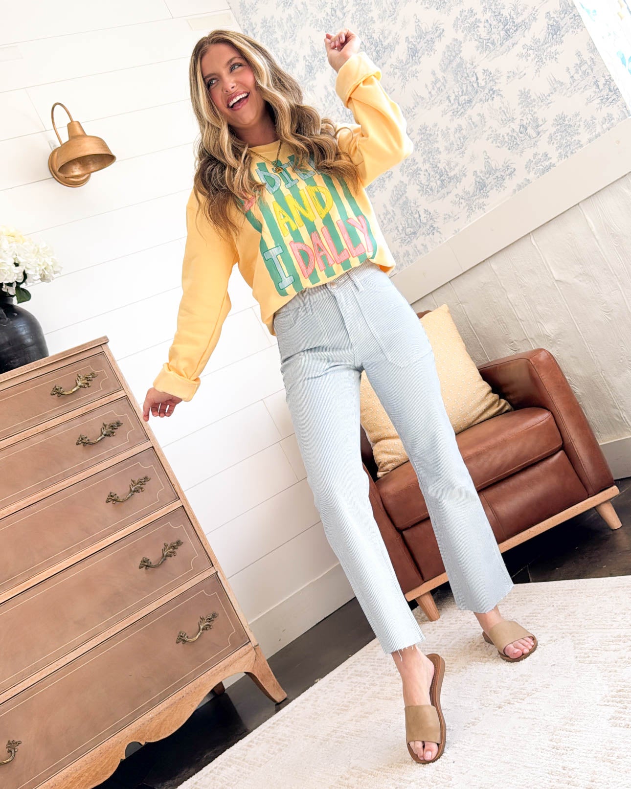 Mica Denim | Marlee High Rise Pinstriped Crop Bootcut Jeans