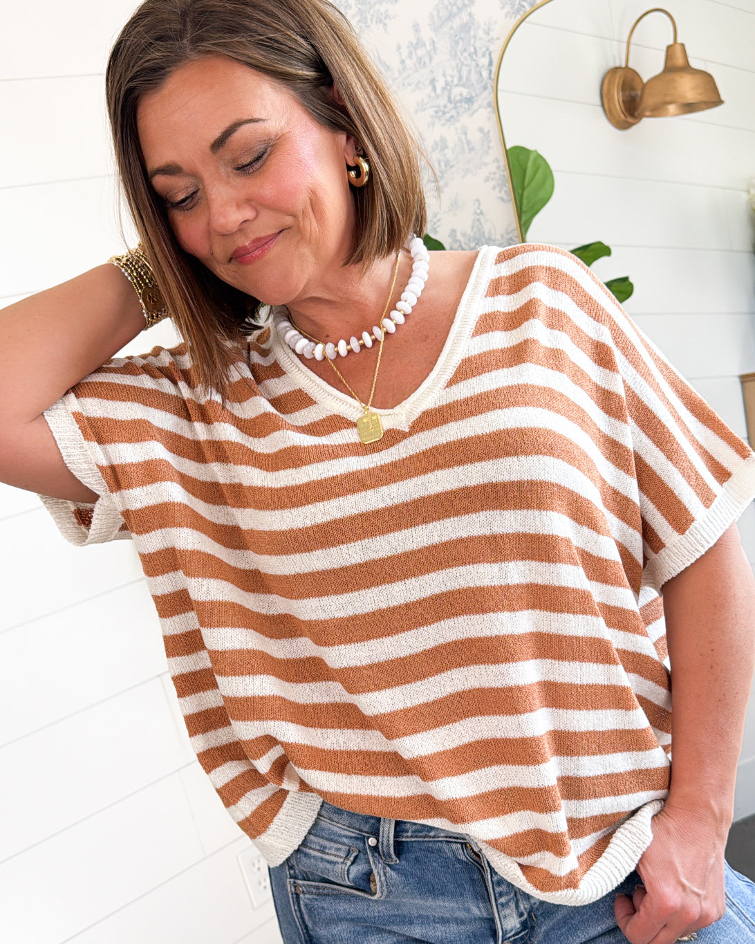 Stroll Goals Summerweight Striped Sweater