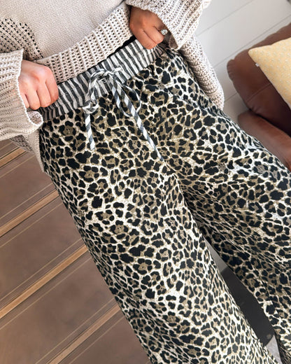 Hot Pursuit Leopard Drawstring Wide Leg Pants