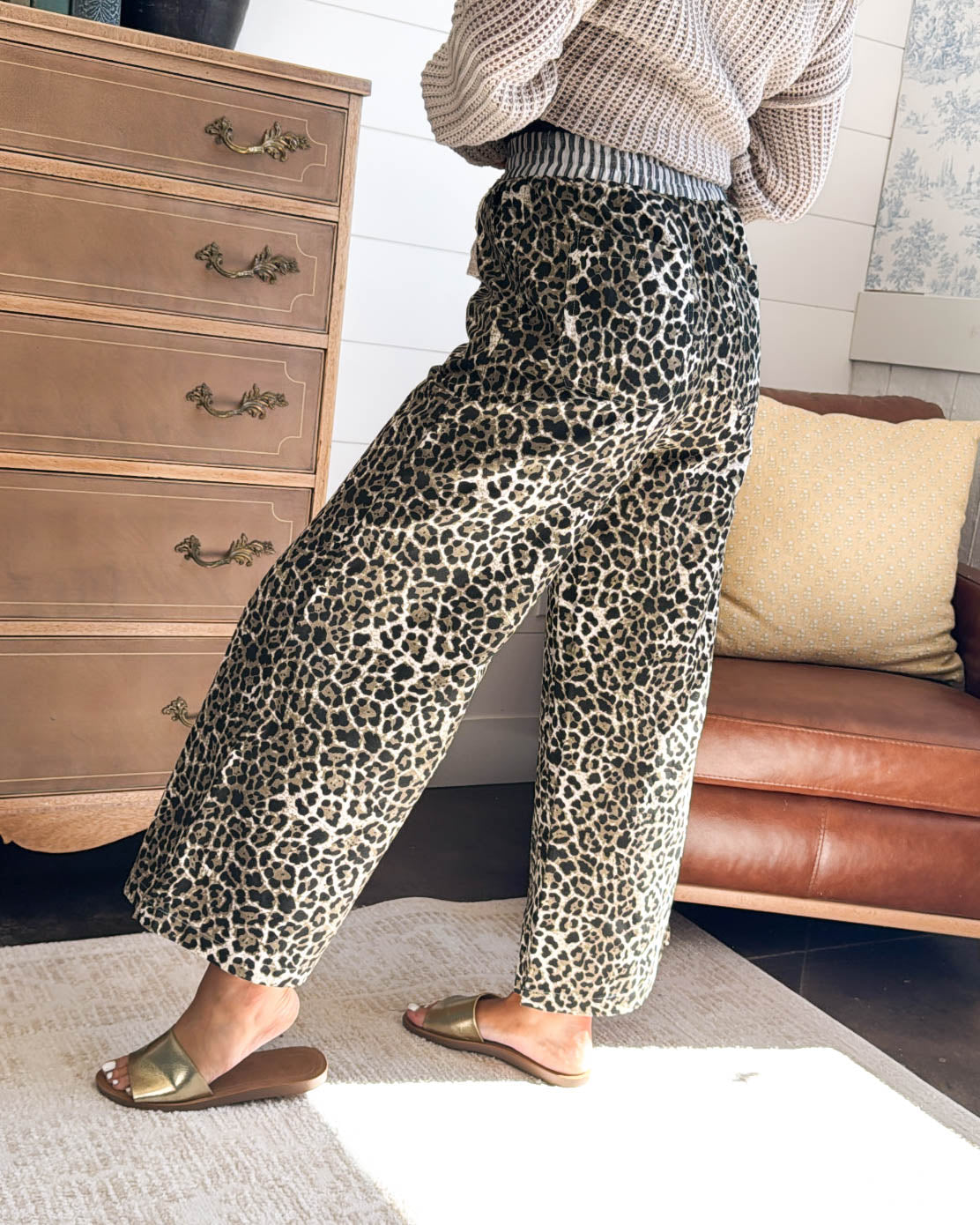 Hot Pursuit Leopard Drawstring Wide Leg Pants