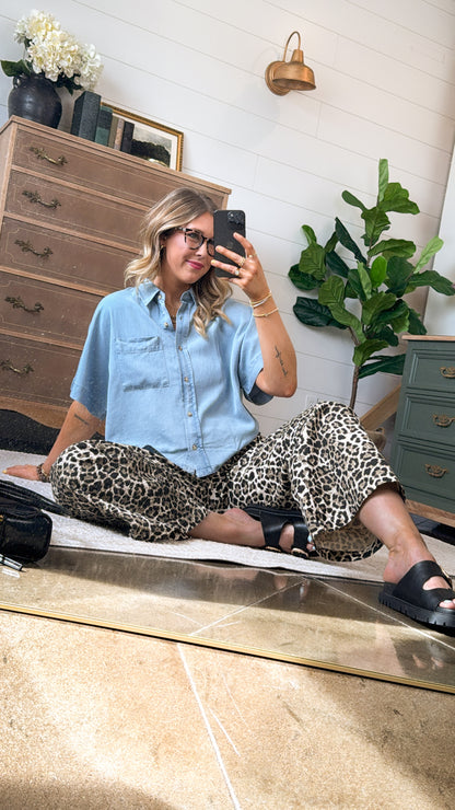 Feeling True Blue Chambray Pocket Shirt