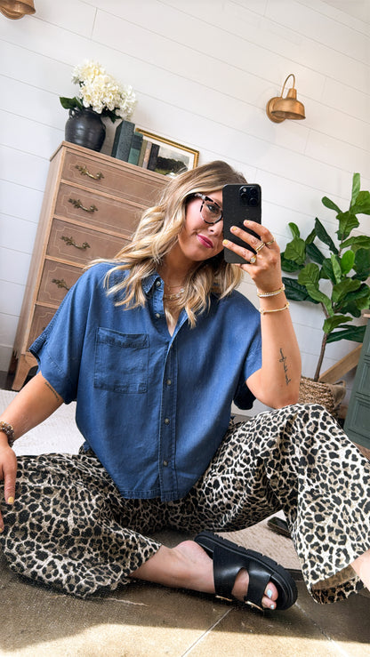 Feeling True Blue Chambray Pocket Shirt