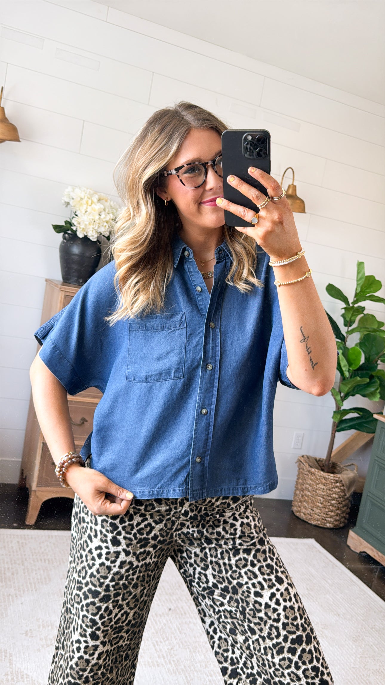 Feeling True Blue Chambray Pocket Shirt
