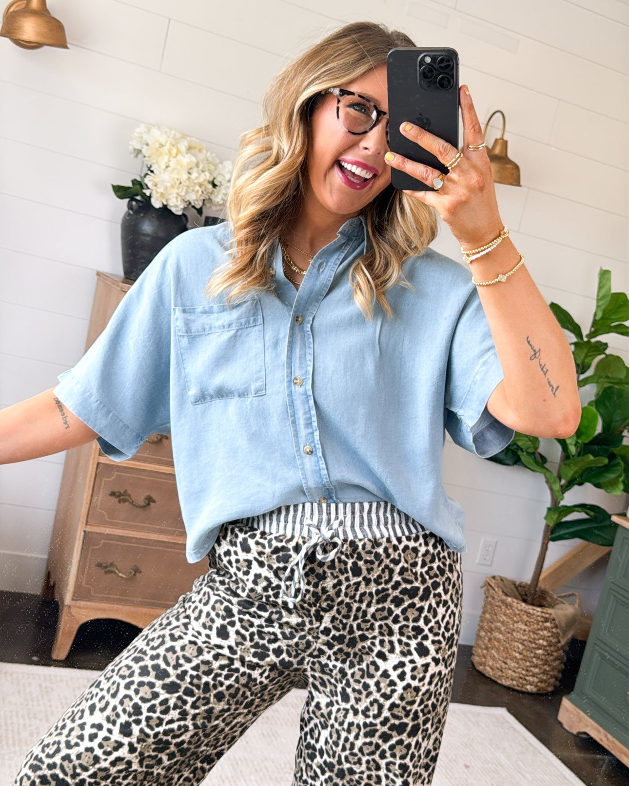 Feeling True Blue Chambray Pocket Shirt