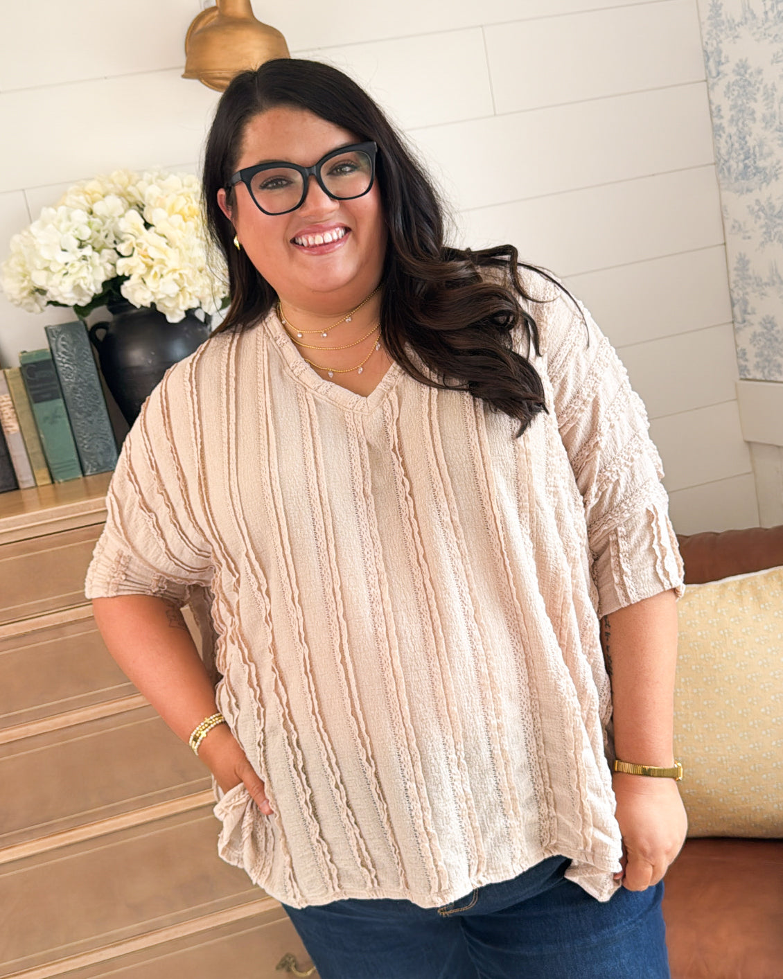 Tea For Two Lace Detail Dolman Top