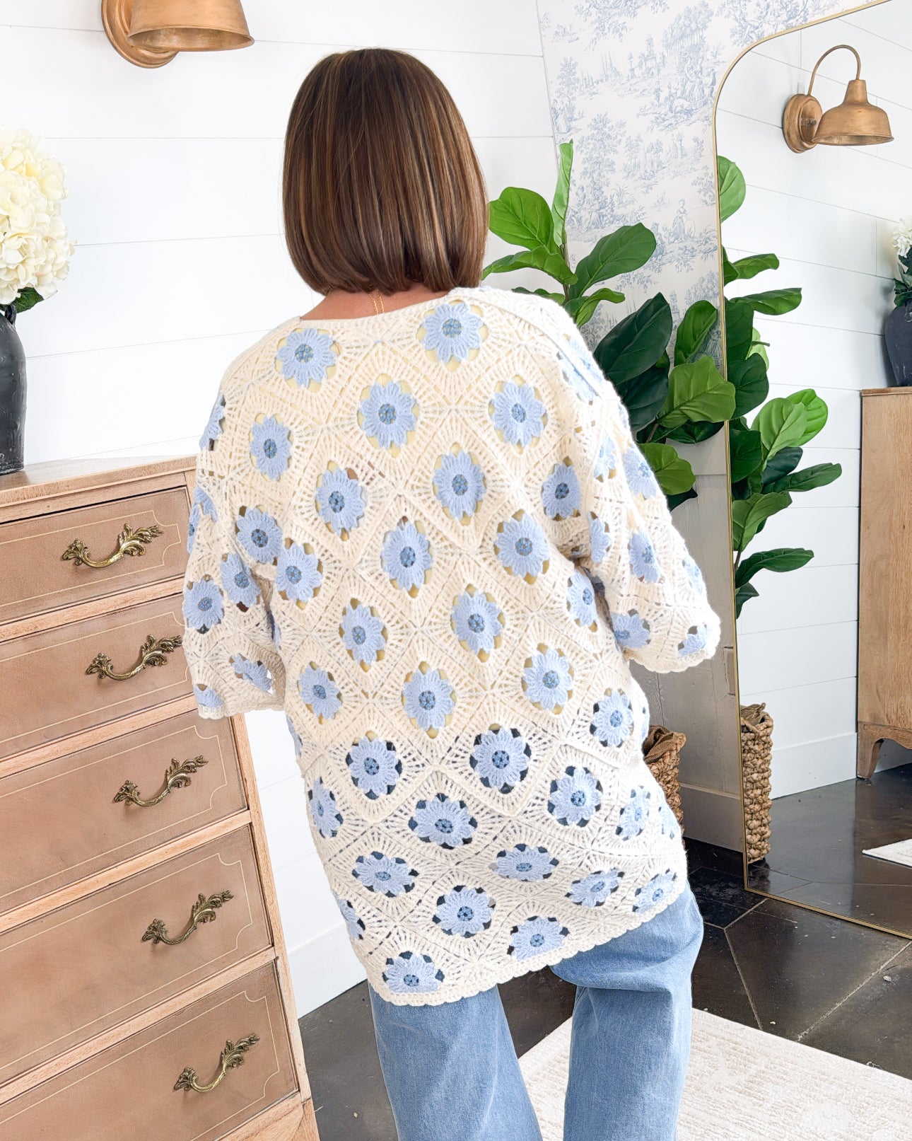 Storyteller Floral Crocheted Open Knit Cardigan