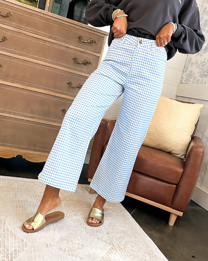Cape Cod Gingham Crop Wide Leg Pants