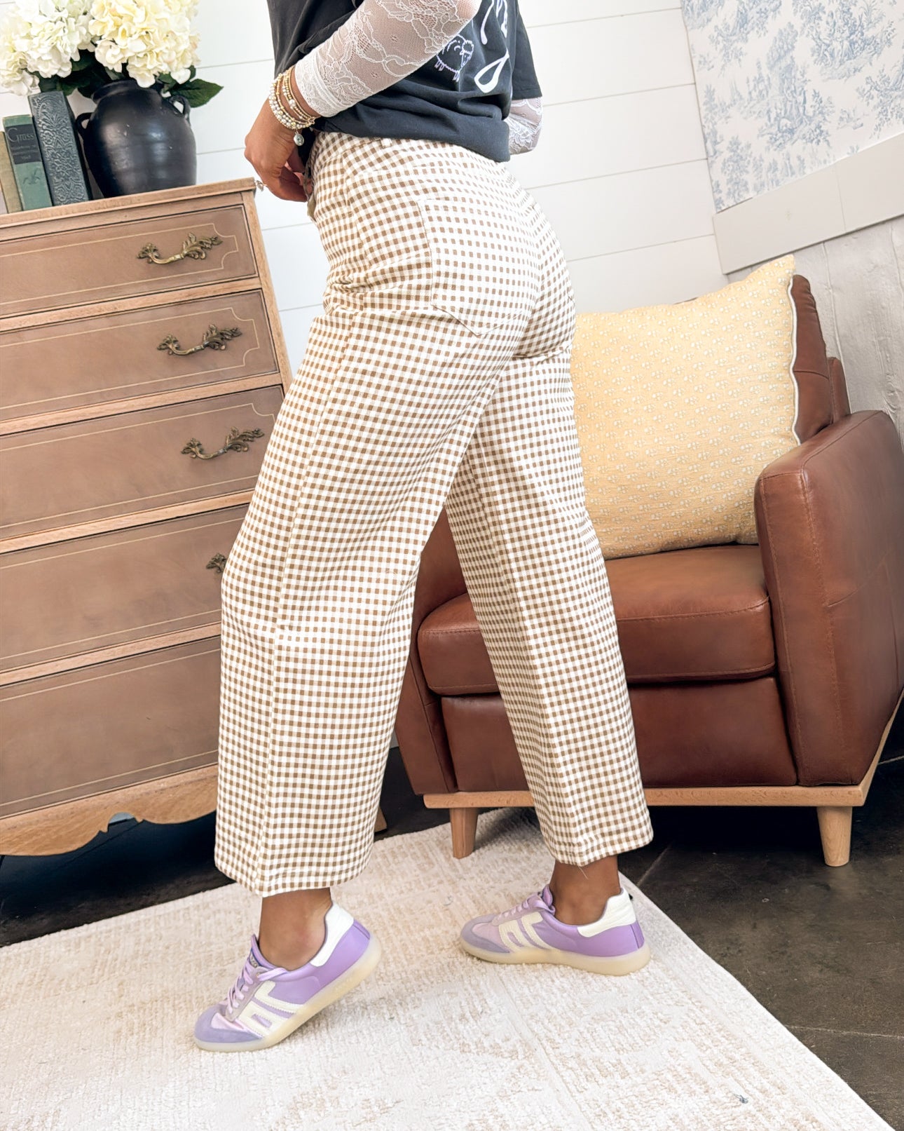 Cape Cod Gingham Crop Wide Leg Pants