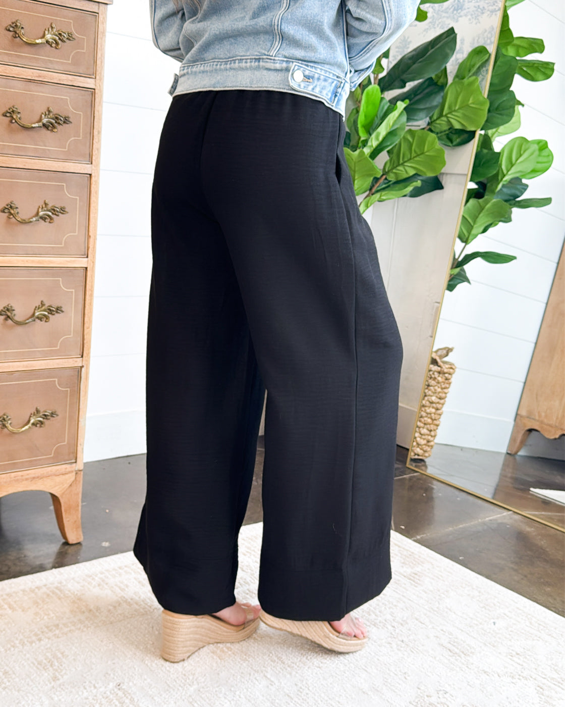 Travel Plans Crinkled Drawstring Wide Leg Pants