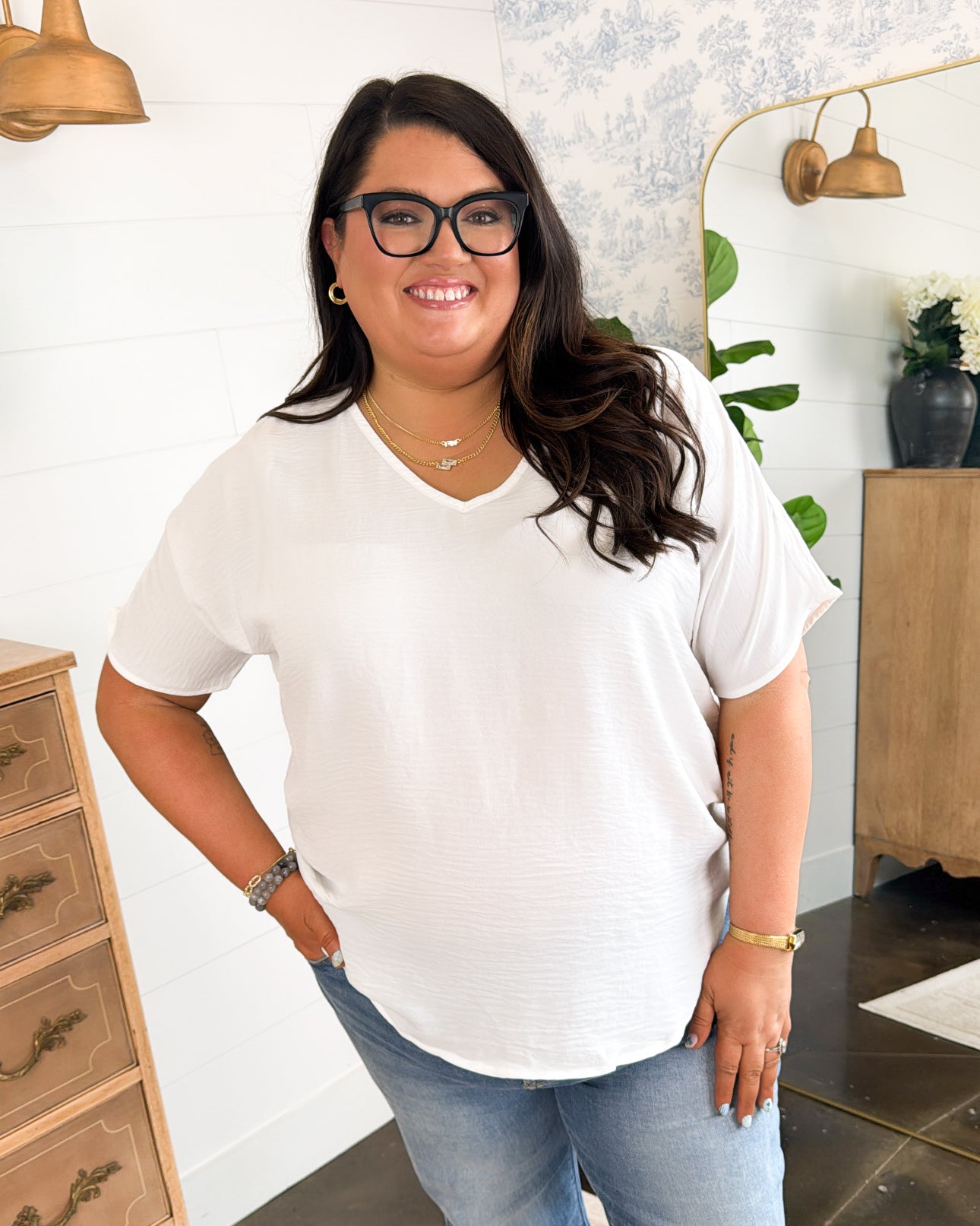 Sweet Simplicity Crinkle Knit Dolman Blouse