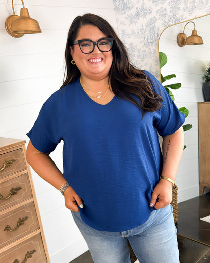 Sweet Simplicity Crinkle Knit Dolman Blouse