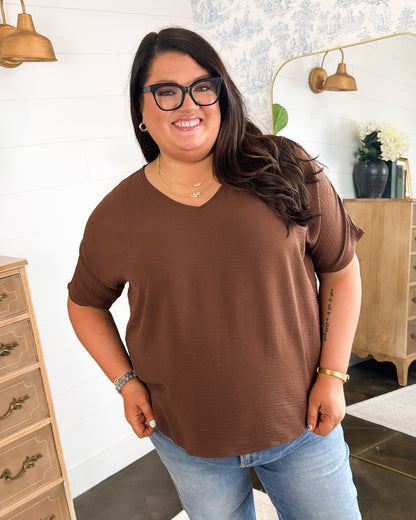 Sweet Simplicity Crinkle Knit Dolman Blouse